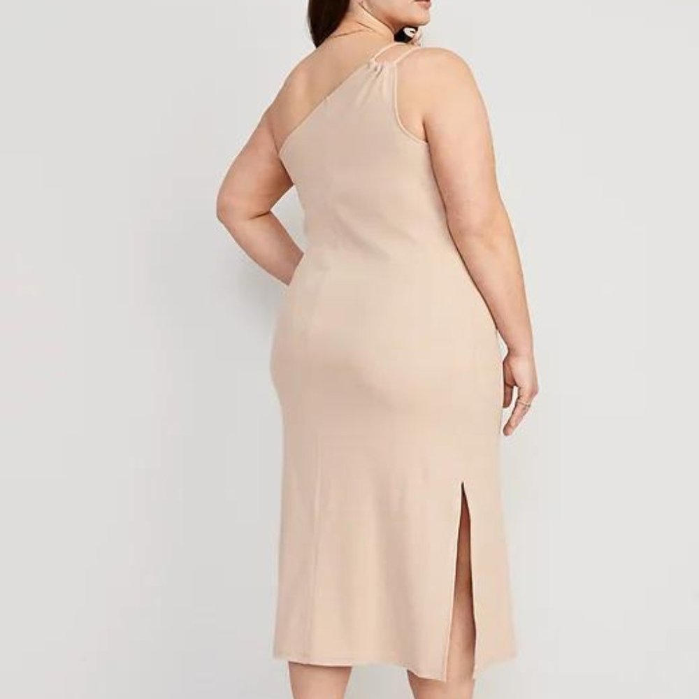 Old Navy Fitted One-Shoulder Double-Strap Rib-Knit Midi Dress for Women New - Picture 7 of 7